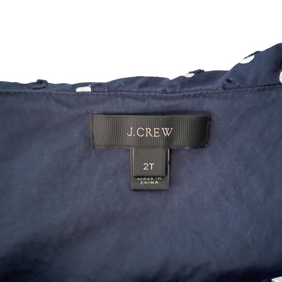 J. Crew Off Shoulder Short Ruffle Sleeve Blouse Navy White Size 2 Tall - Picture 2 of 6